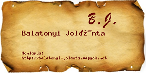Balatonyi Jolánta névjegykártya
